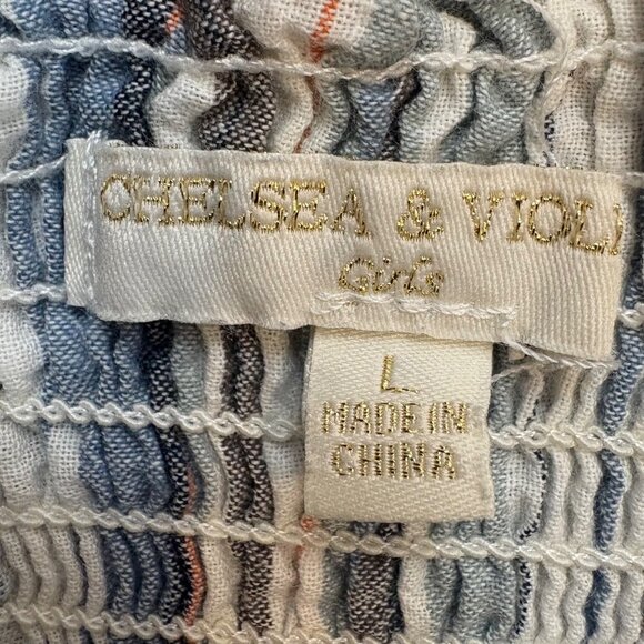 Striped Sleeveless Smocked Midi Dress Chelsea & Violet Girls Large Cream Blue - Picture 2 of 5